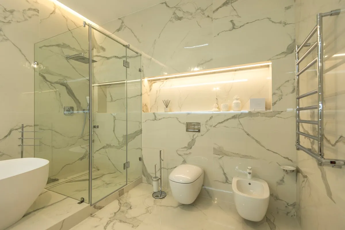 Elegant marble walk-in shower bathroom renovation ideas for Vancouver homes